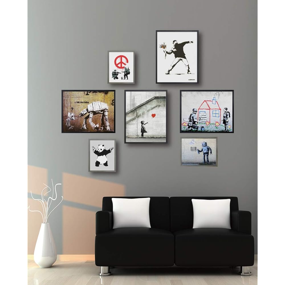 Bikosha Art Frame Gray 14x11inch Banksy Panda with Guns IBA-61754