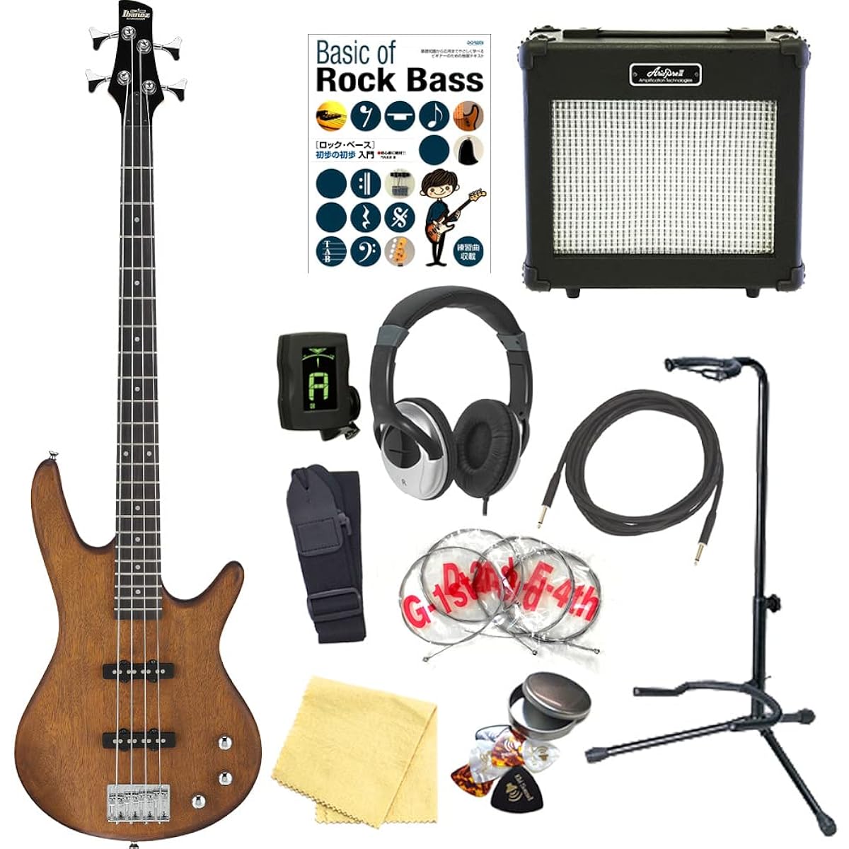 Ibanez GSR180 LBF 4-string electric bass guitar for beginners, 13-piece set