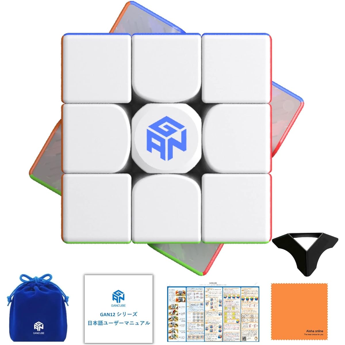 GAN12 MagLev Frosted 3×3 Cube [Japanese Instruction Manual & Japanese Version 6-sided Solution Procedure Manual & Stand & Care Cloth Included] GANCUBE MagLev gan 12 Gun Built-in Magnet Magnet Competition Stickerless (GAN12 MagLev Frosted)