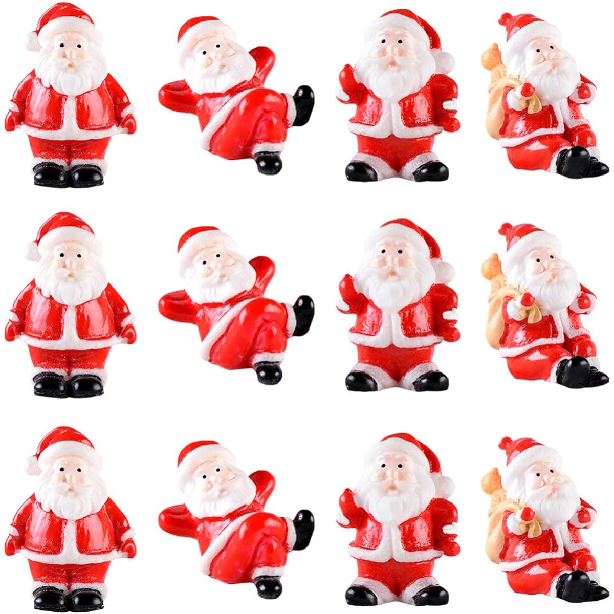 VALICLUD Mini Christmas Santa Claus Figures Miniature Christmas Figures Bulk Christmas Ornaments Christmas Mini Snowman Santa Claus Ornaments Garden 12pcs