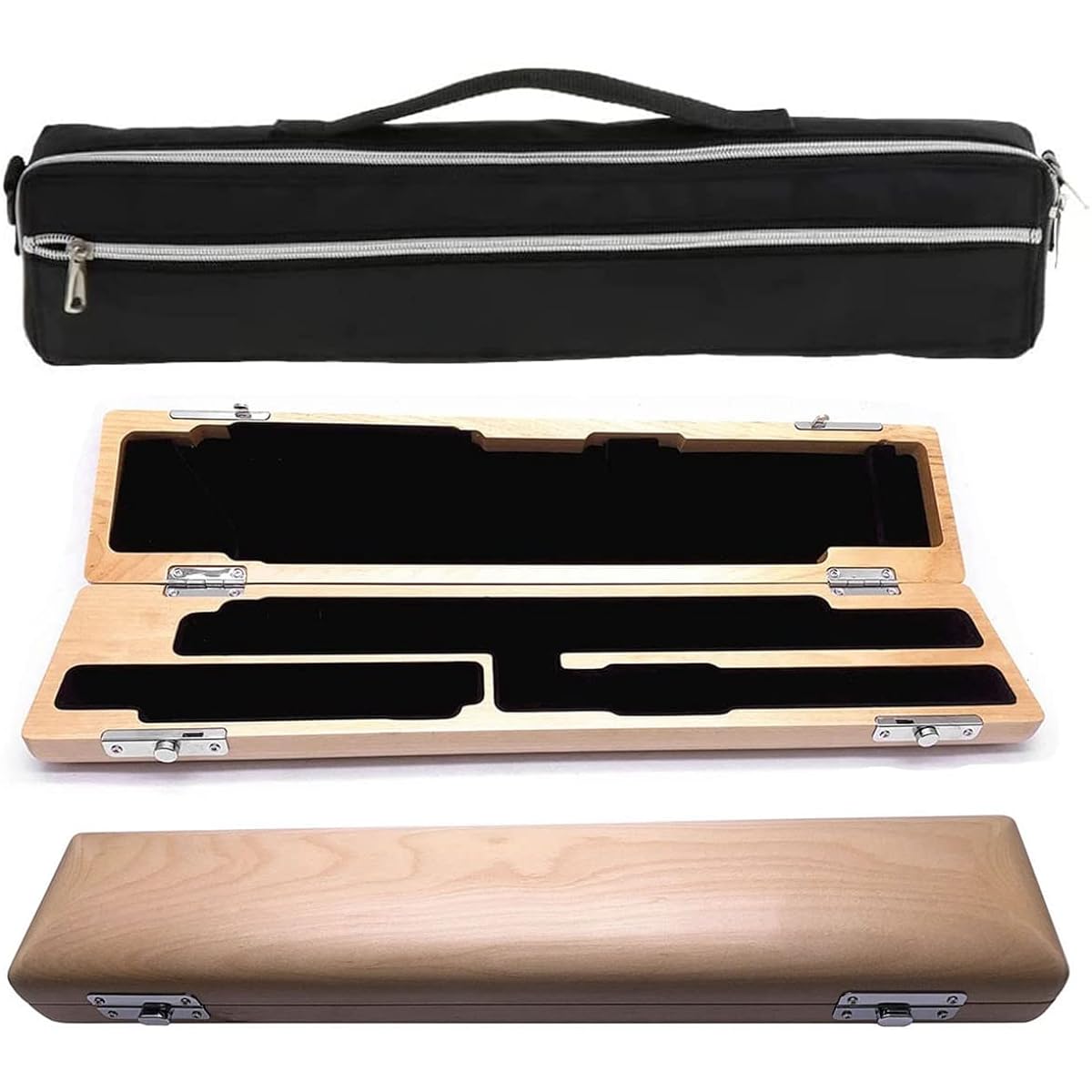 Jiayouy Maple 17 Hole Flute Case Box & Carry Handbag with Adjustable Shoulder Strap, Durable, Great Gift for Flute Players and Musicians