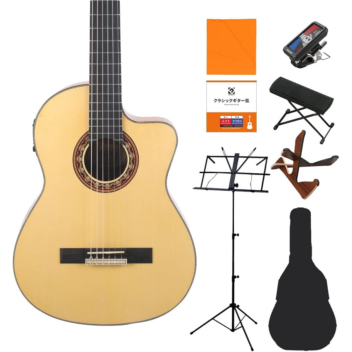 Valencia VC304CE Classical Guitar Beginner 8-Piece Set, Elegant Guitar, 300 Series, Valencia
