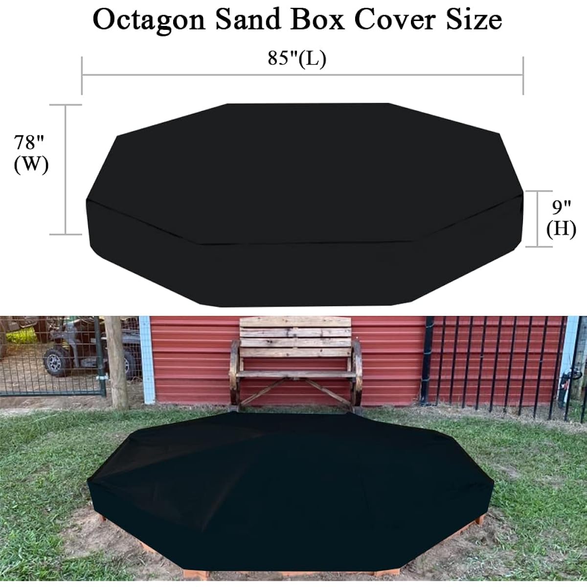 Outdoor Octagon Sandbox Cover 84" x 78" x 9" Waterproof Heavy Duty Wood Large Sand Pit Cover for Octagonal Sandboxes