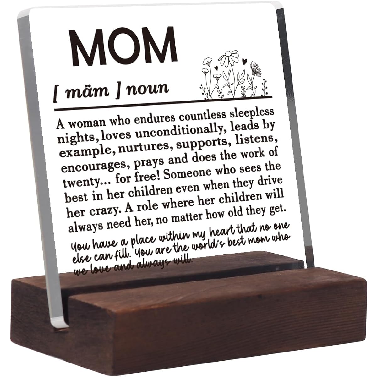Gifts for Mom from Daughter or Son, Birthday or Mother's Day Gifts, Unique Gift Ideas for Mom, Mother in Law, New Mom, Thank You, Mom Gifts, Definition of Mom, Acrylic Board, Home Desk Sign