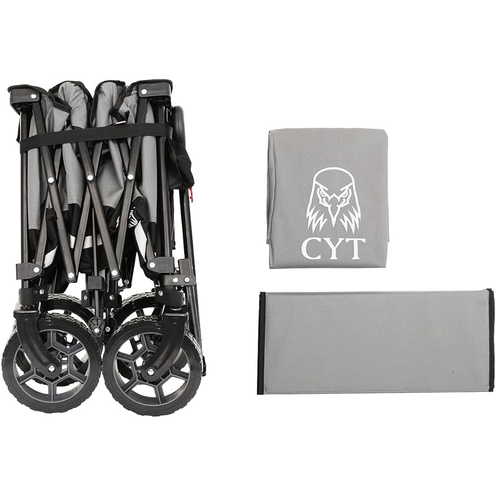 CYT Carry Wagon Large Capacity 156L Load Capacity 100kg Outdoor Wagon Carry Cart Free Standing Storage Compact Camping Fishing Shopping Gray
