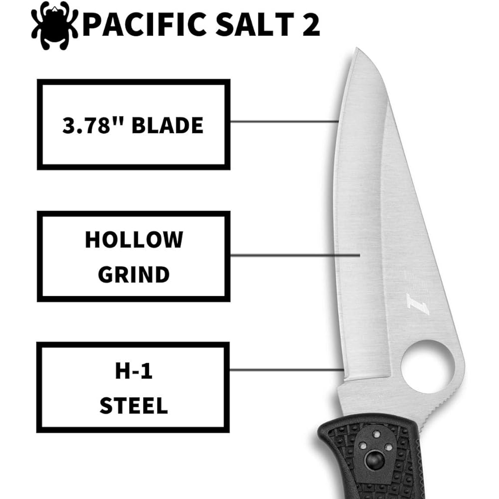 Spyderco Spyderco Folding Knife Black Total Length: 221mm Pacific Salt 2 H-1 [Straight Blade] C91PBK2