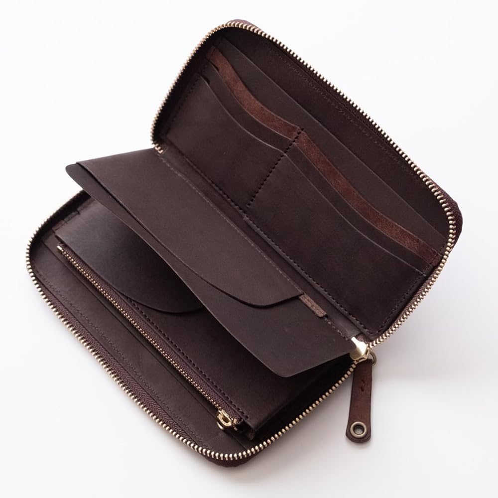[VARCO REAL WOOD] Round zip wallet NE (Pueblo chocolate)