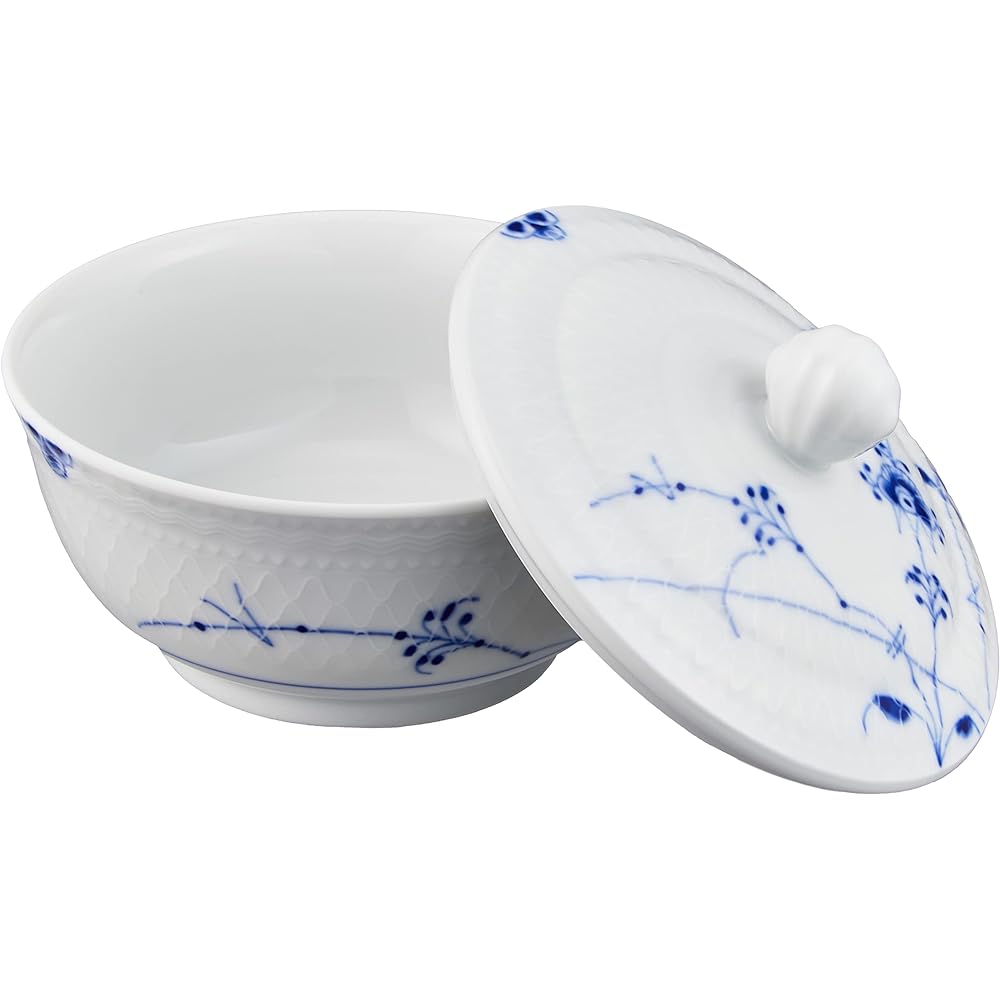 [Regular Imported Product] Royal Copenhagen Blue Palmette Bowl with Lid, Wedding Gift, Diameter Approx. 11.5cm, Present 1017414