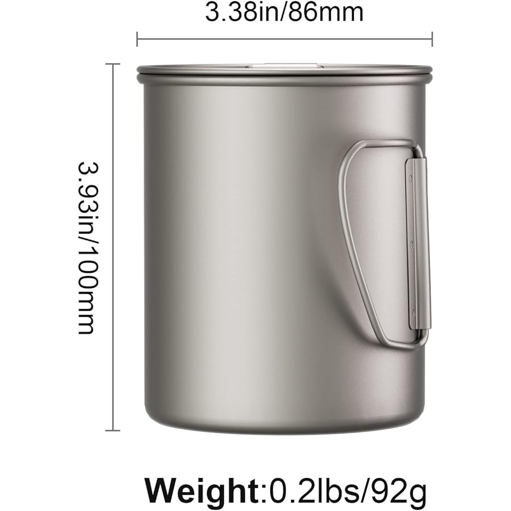 Titanium camping mug with lid 450ml