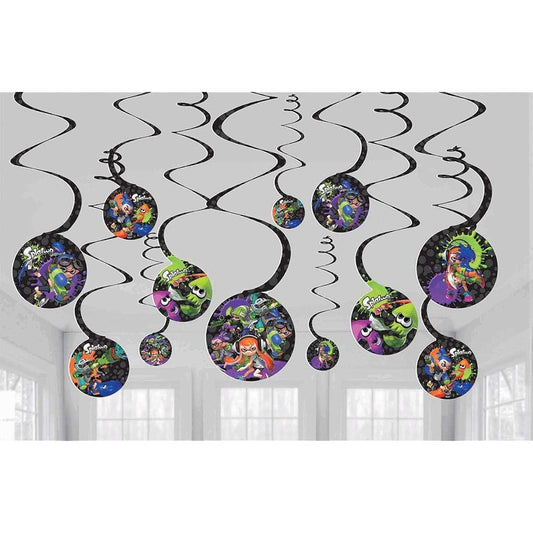 amscan Splatoon Hanging Swirl Decorations Value Pack - 12pcs