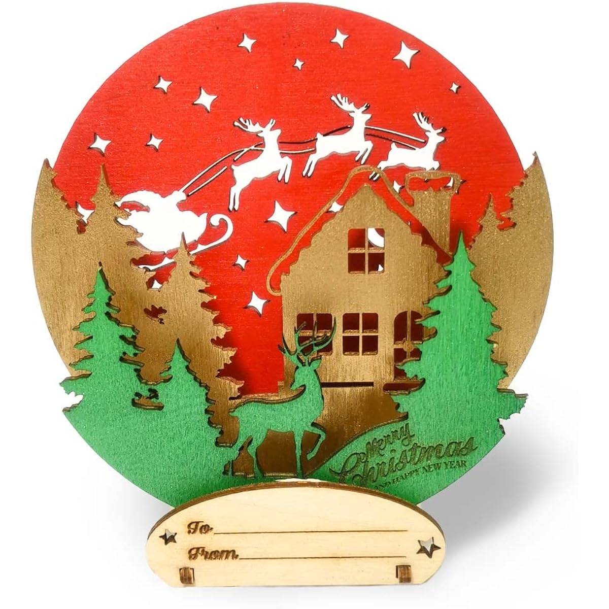Wooden Christmas Cards with Envelopes 3D Pop Up Happy Holidays Happy New Year Greeting Cards with Envelopes for Personalized Celebrations for Friends and Family (Magic Forest Snow