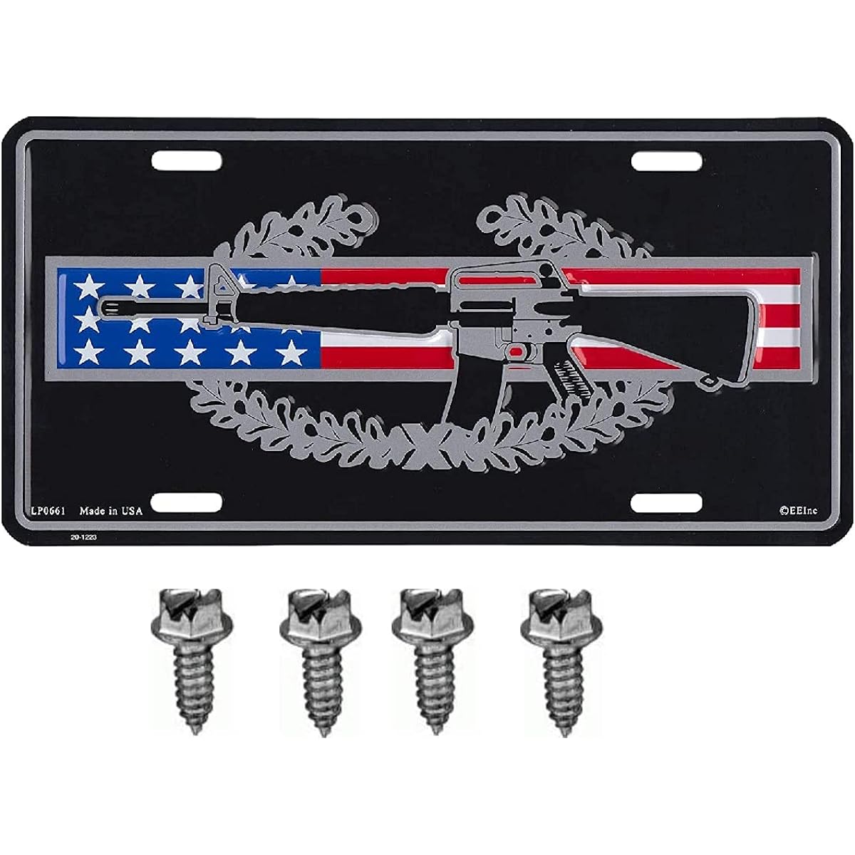 Artisan's Owl US Army Combat Infantryman Badge Automotive Metal License Plate with Fastener Screws