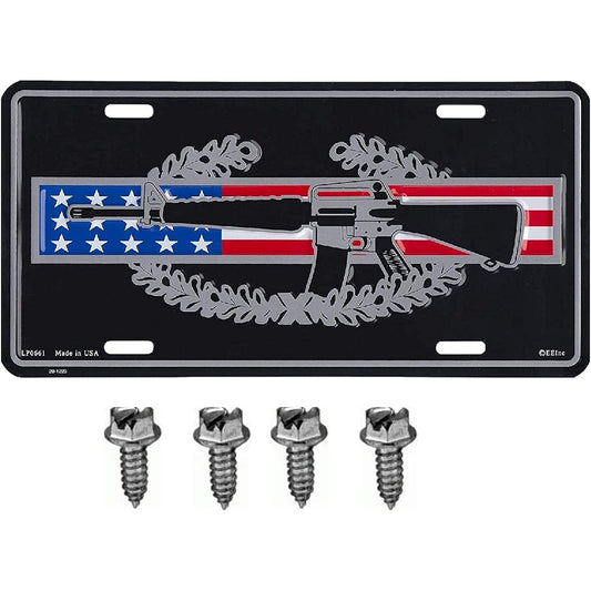 Artisan's Owl US Army Combat Infantryman Badge Automotive Metal License Plate with Fastener Screws