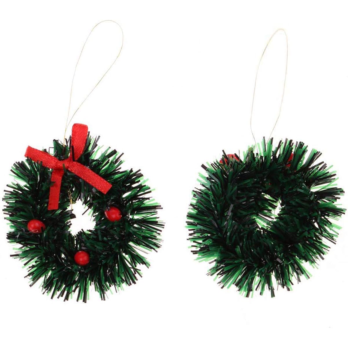 Hosfairy 1.57 inch Mini Christmas Wreaths 12 Pieces for 1/12 Dollhouse Christmas Decorations