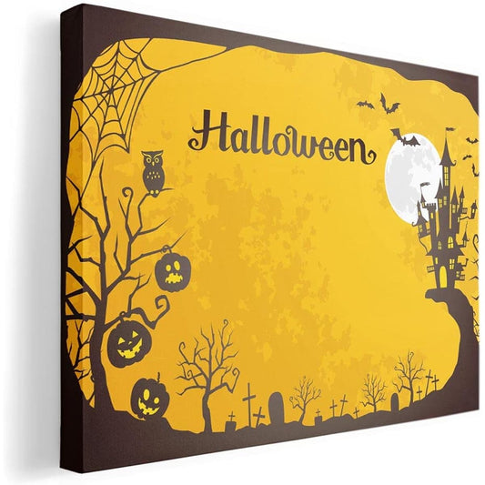 Art Panel Picture Painting Decoration igsticker 594mmx841mm A1 Photo Wall Hanging Wooden Frame Interior Stylish 012343 Halloween Orange Ghost