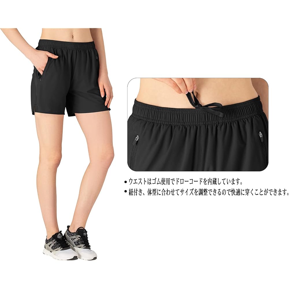 Running Shorts, Women's, Shorts, Sports Pants, Yoga Wear, Fitness Wear, Casual Wear, Training, Gym, Sweat Absorbent, Quick Drying, Ultra Lightweight, UV Protection