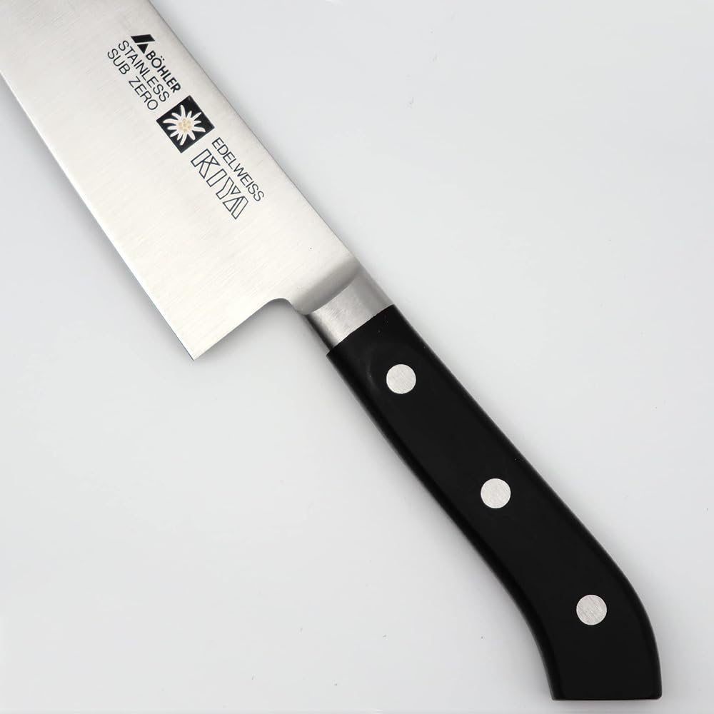 Kiya Edelweiss Stainless Steel Western Knife No.160 Santoku Knife (Sickle Type)