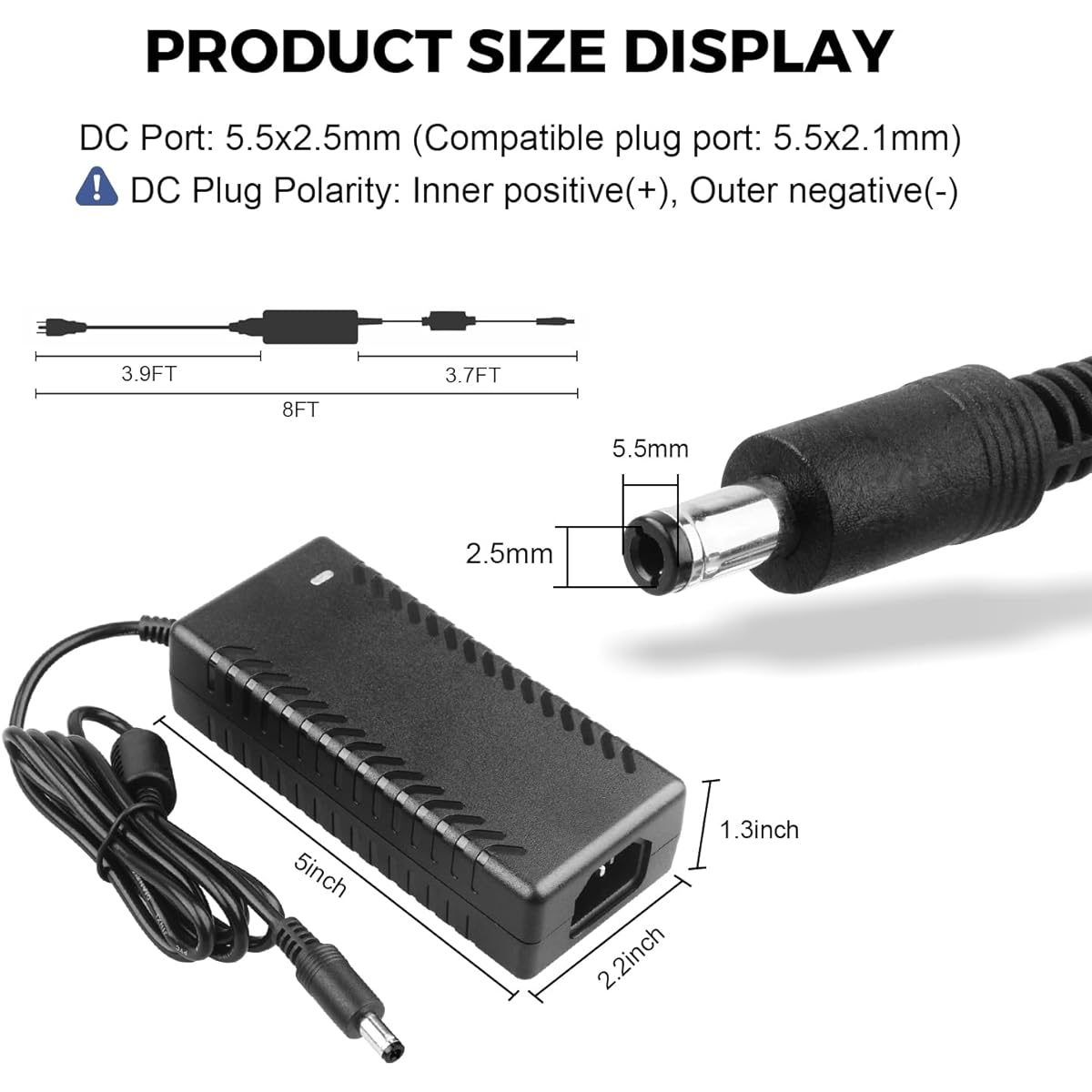 LeTaoXing 9V 5A Power Adapter Power Supply AC 100V~240V to DC 9 Volt 45W 5amp 9V/5A Conversion Transformer with 5.5x2.5mm Plug Cord for Electrical Appliances