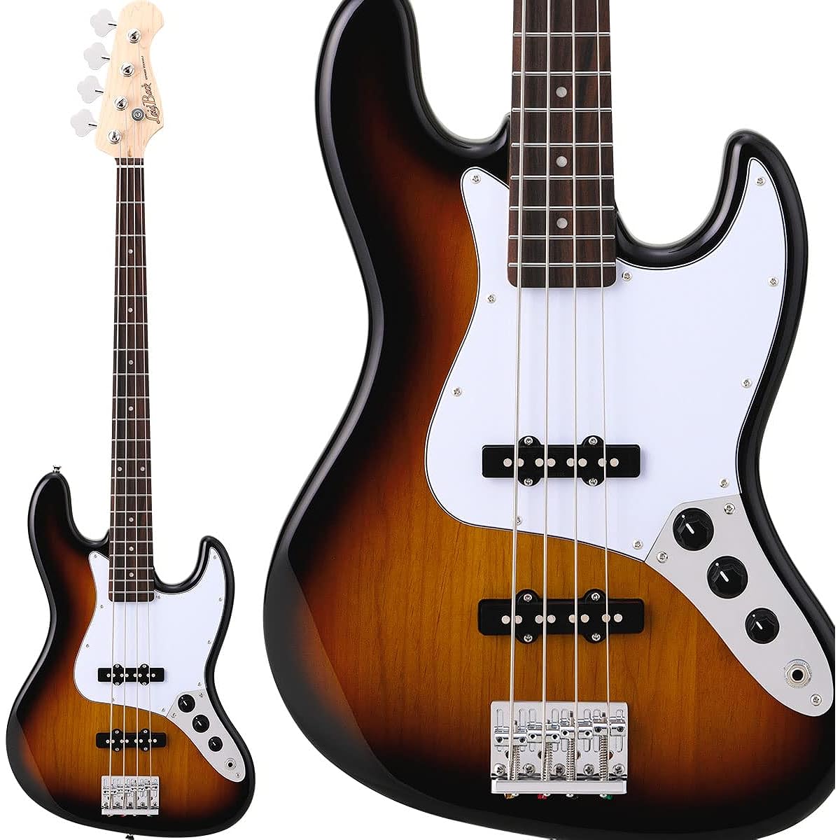 LaidBack LJB-5-R-JJ 3Tone Sunburst Electric Bass Jazz Bass Type Humbucker Switchable Alder Body Laid Back