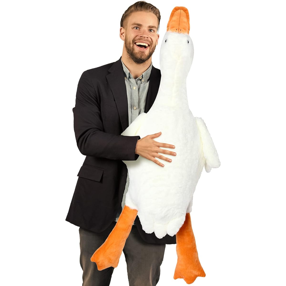 Goose Stuffed Animal Giant Cute White Duck Plush Toy Huge Soft Cuddly Duck Goose Big Sleeping Animal Body Pillow Toy (35.4 Inch)