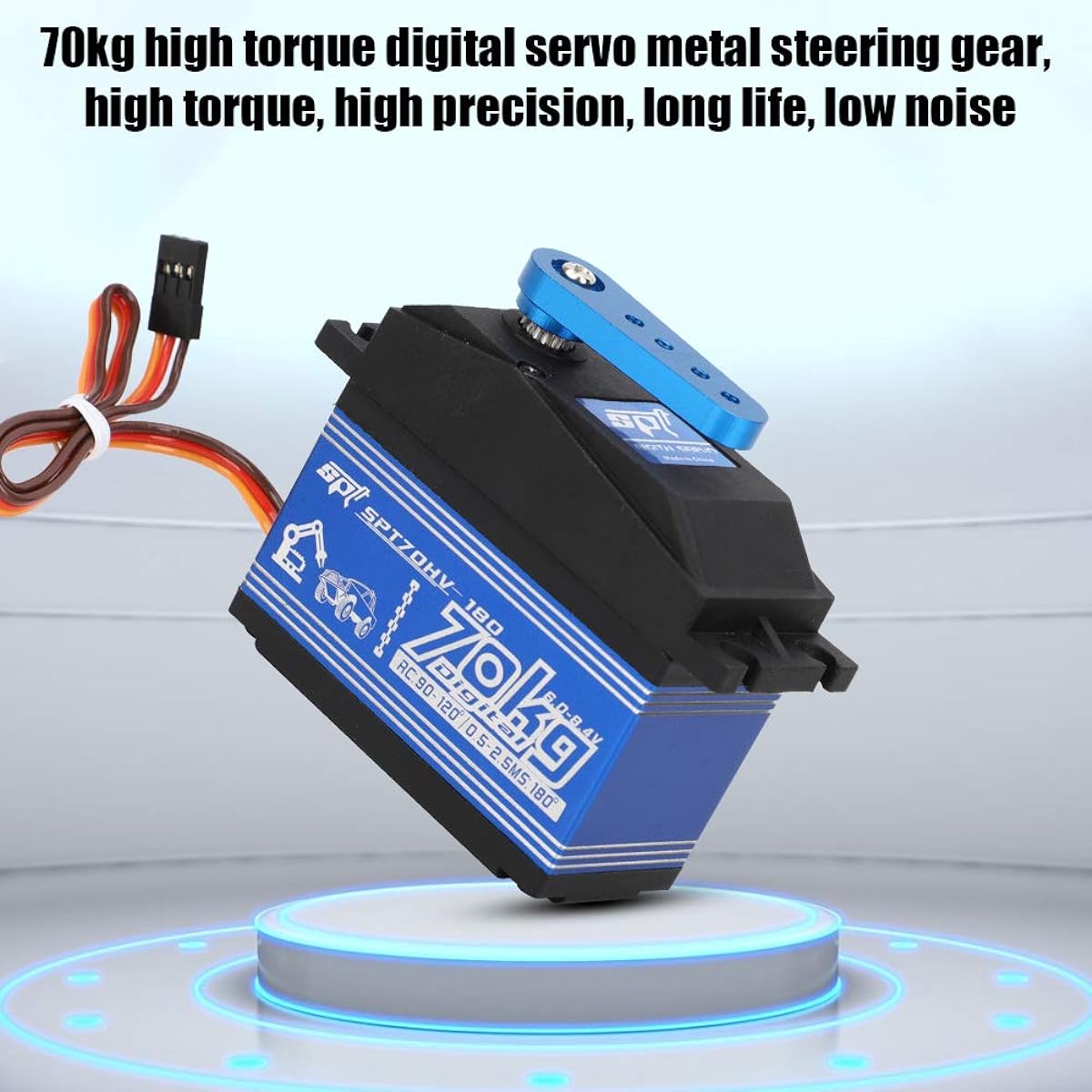 Drfeify 1/5 RC Digital Servo 70KG Steering Gear Spare Parts Compatible with SPTZOHV180W RC Car Toys Accessories (Black)