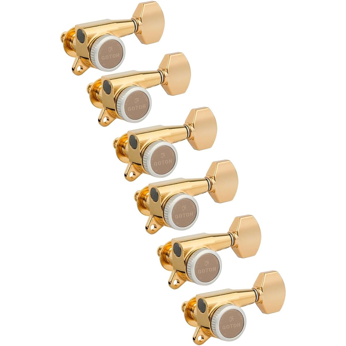Gotoh Magnum Lock-Trad 6 In-Line Guitar Tuners, Gold
