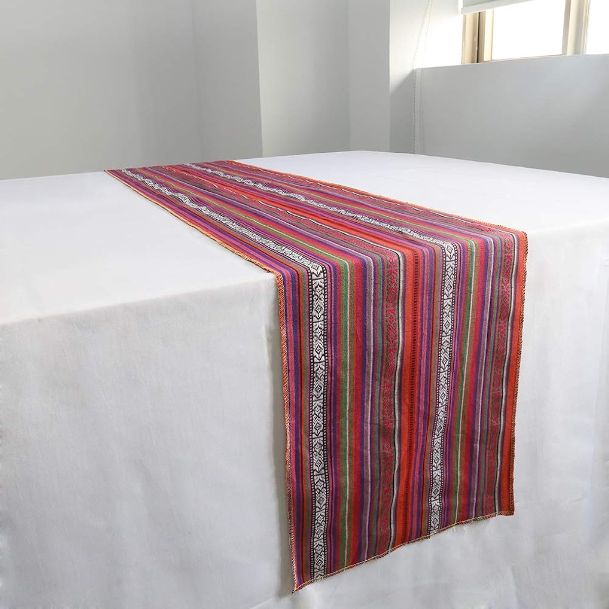 TRLYC Mexican Serape Table Runner 35cm x 275cm Mexican Party Wedding Decoration Fringe Fabric Table Runner