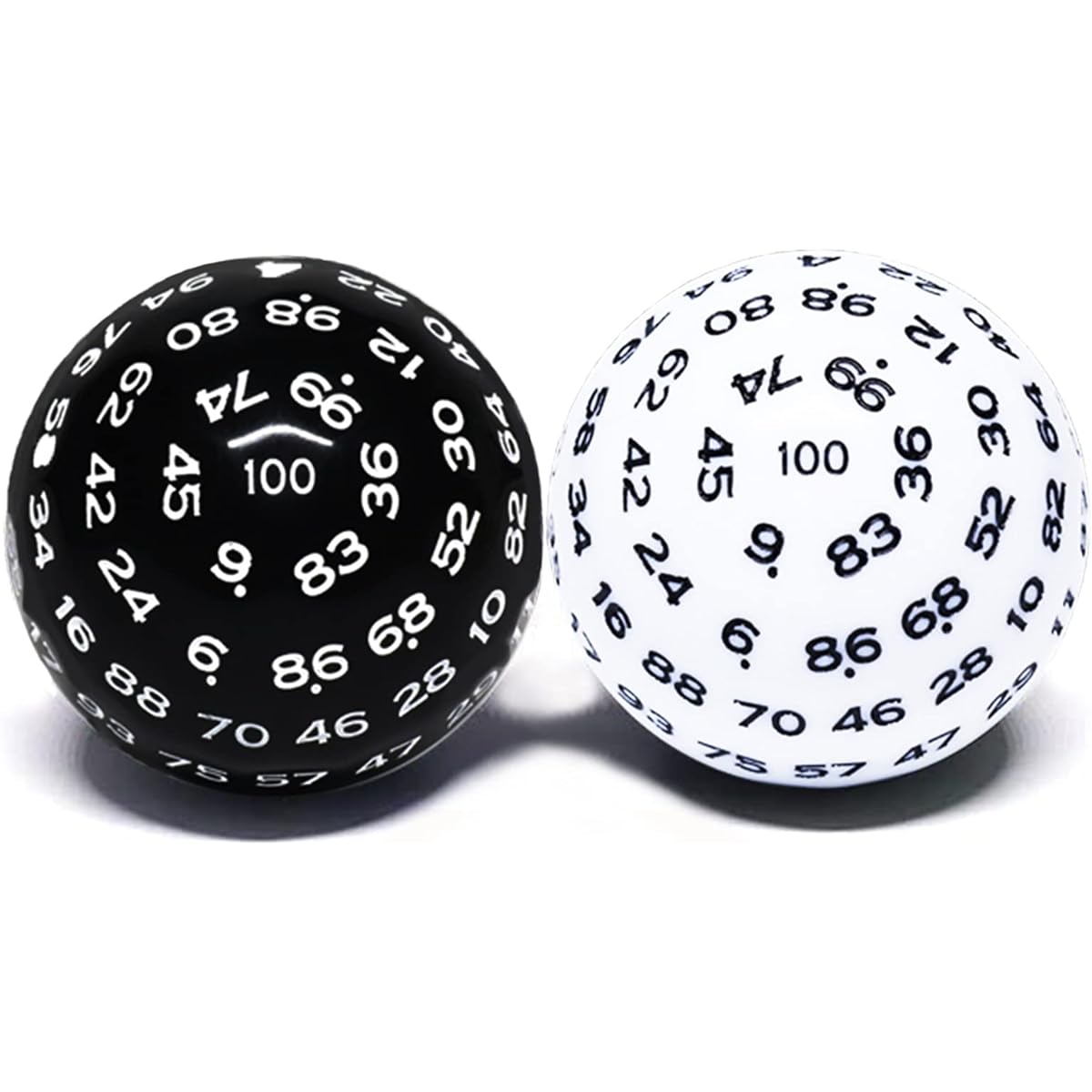 DND D100 100-sided dice set, black and white, 2 pieces
