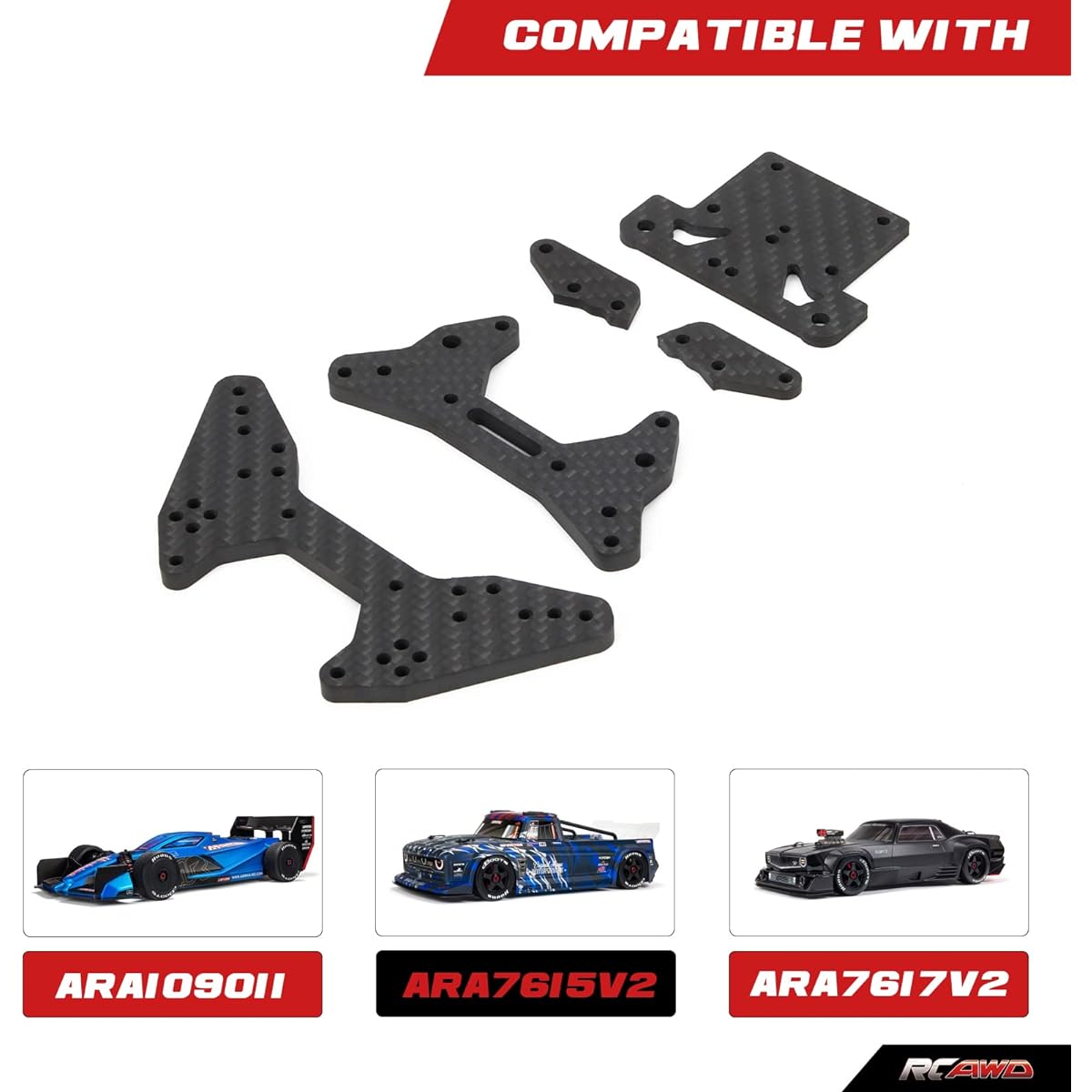 RCAWD Carbon Fiber Front Rear Shock Towers & Steering Plate & Top Plate for ARRMA Felony Infraction 6S & Limitless Roller Upgrade 1/7 Parts #ARA320598#ARA320512#AR340072#ARAC9363