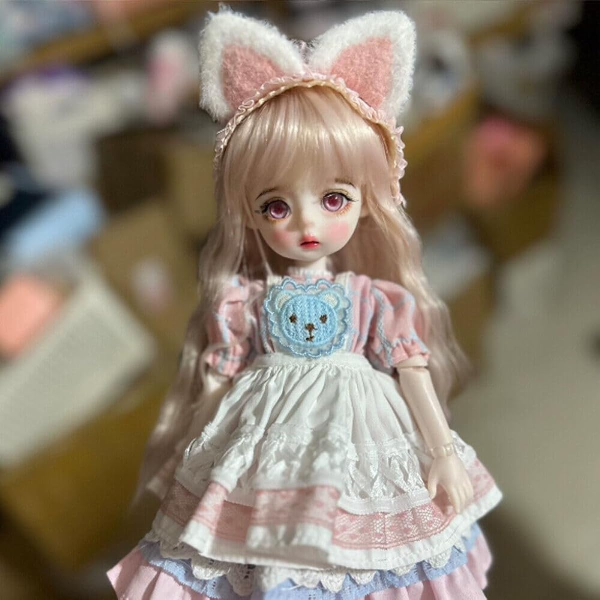 BALOLO BJD Doll Full Set 1/6 Ball Jointed Doll Girl 30cm Ball Jointed Doll Handmade Cute Cartoon Beautiful Girl Full Set Gift 1 Doll + Clothes + Shoes + Wig + Eyes + Face Makeup (O#)