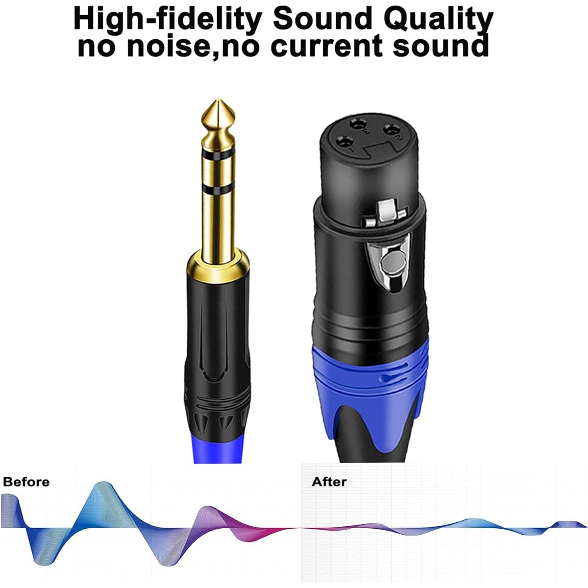 Dual Female XLR to 1/4" (6.35mm) TRS Stereo Male Plug Y Splitter Cable Unbalanced 2-XLR Female to Quarter" Adapter Patch Cord 11.8"