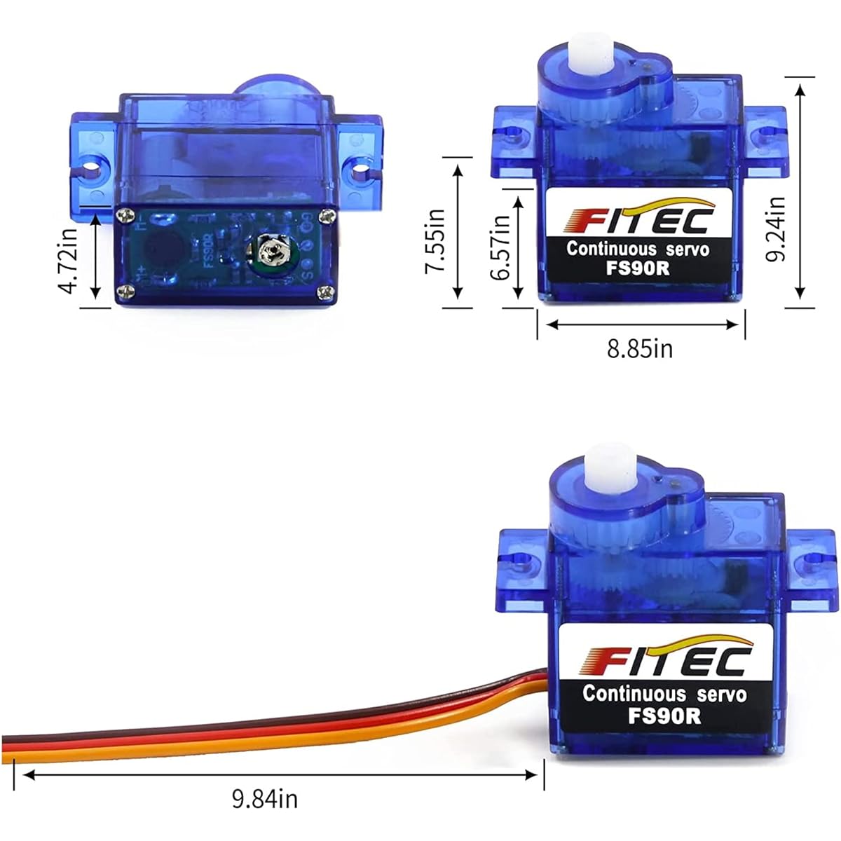 FEETECH 4 Pack 90R 9g Servo with Wheels Digital Servo Motor 360 Degree Continuous Servo