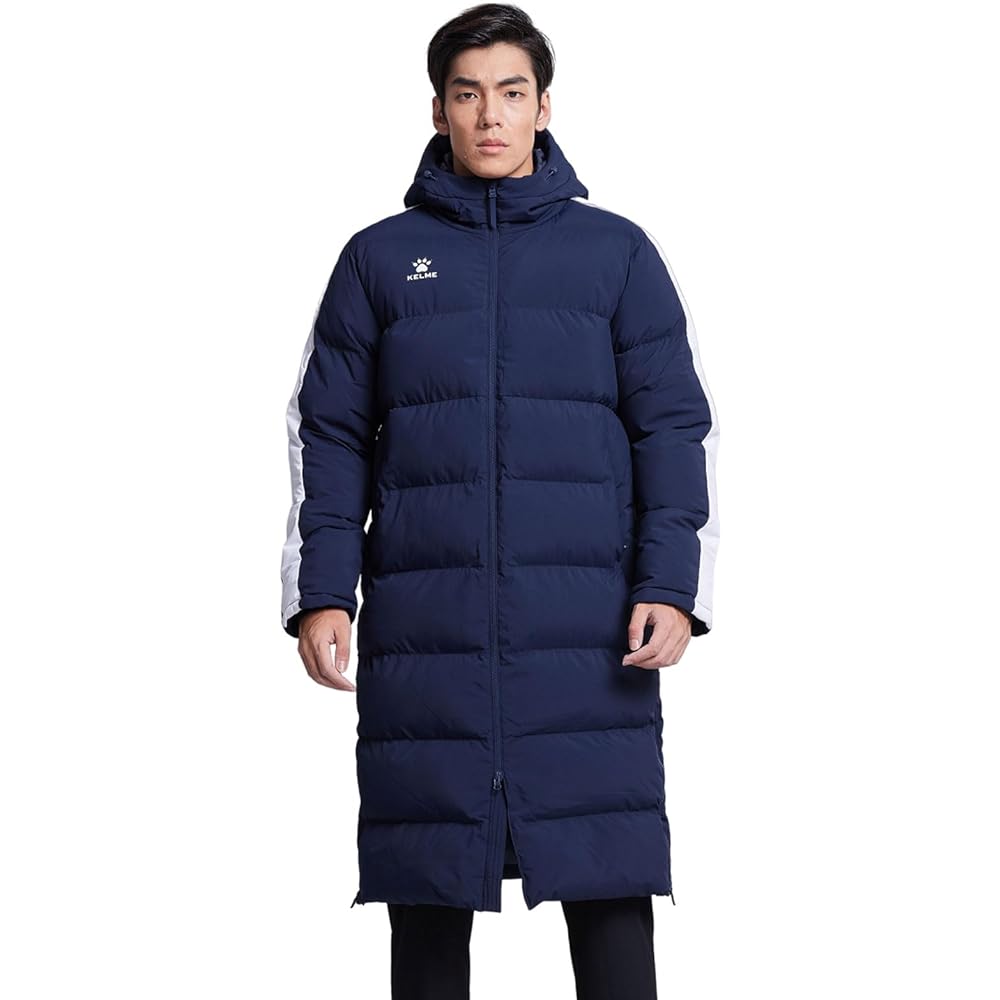 [Kelme] Bench Coat Men's Soccer Long Coat Outdoor Coat Training Warm, Slim and Stylish