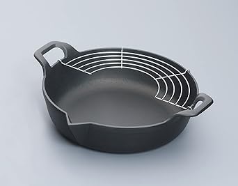 Iwachu Tempura Pot Black Inner Diameter 26.5cm Nanbu Ironware Tempura Pot Flat Bottom 27 25102