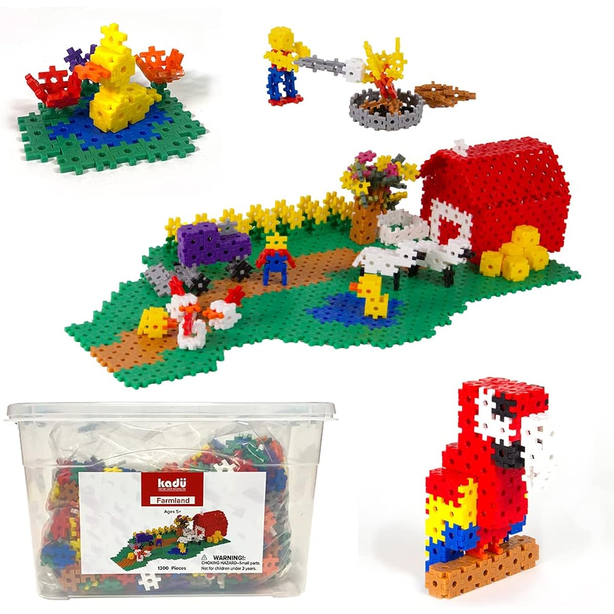 KADU Farmland 1300 Piece Set STEM/STEAM Building + Construction Toys for Open + Imagination Play