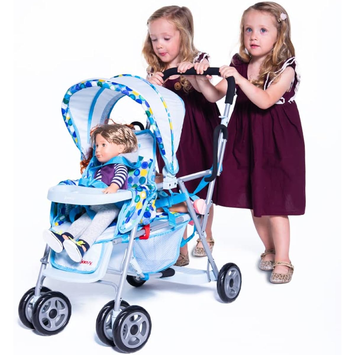 Joovy Toy Caboose Doll Stroller Doll Accessories Blue Dot