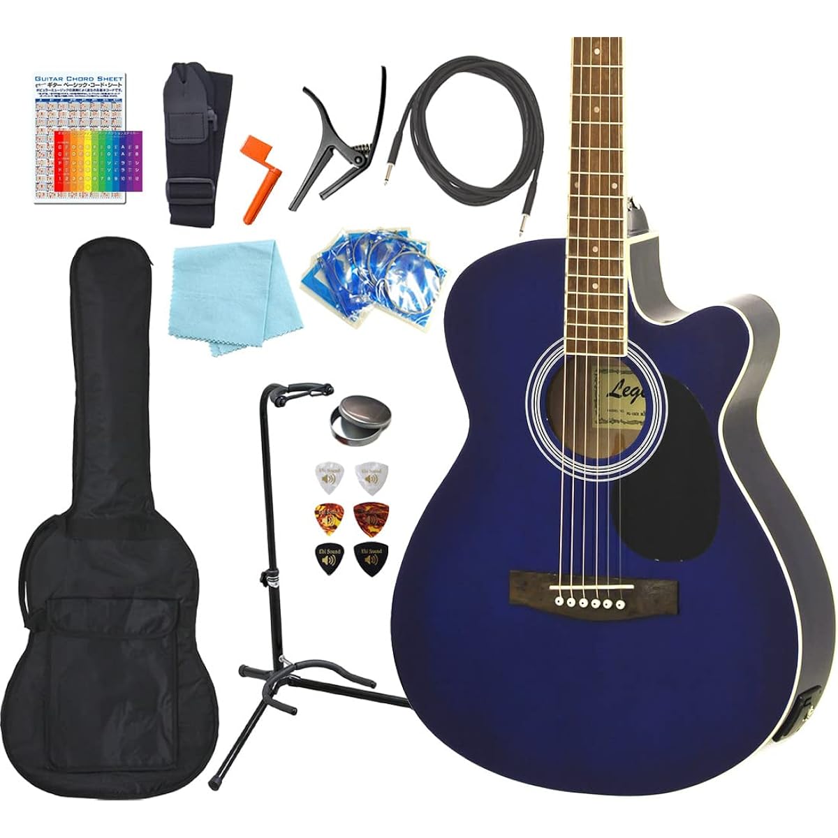 Electric acoustic guitar Legend FG-15CE Beginner's 13-piece set BLS [98765]