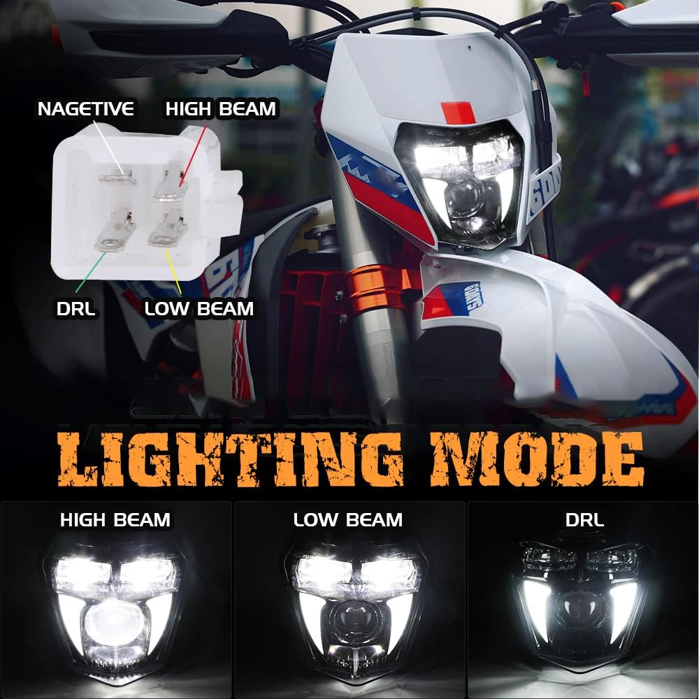 AUDEXEN LED Headlight 65W High Beam Low Beam Day Running Light Dirt Bike Off-Road SX XC SX-F SXF EXC EXC-F Pit Bike Motorcycle ATV