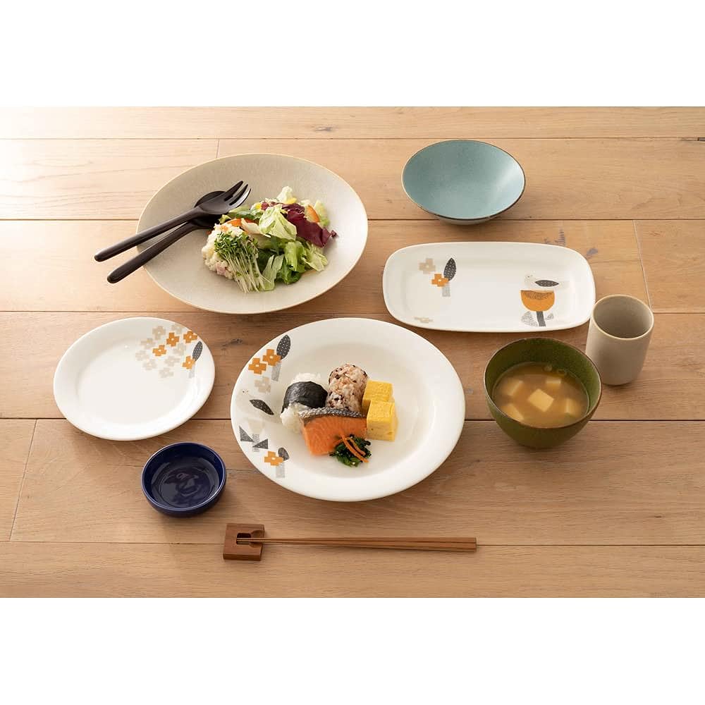 NARUMI Dinnerware Set Bird & Flower Yellow Set for 2 People Cute 4 Pieces Respect for the Aged Day Gift Microwave Warming Dishwasher Safe Made in Japan Gift Box Included 52458-23373