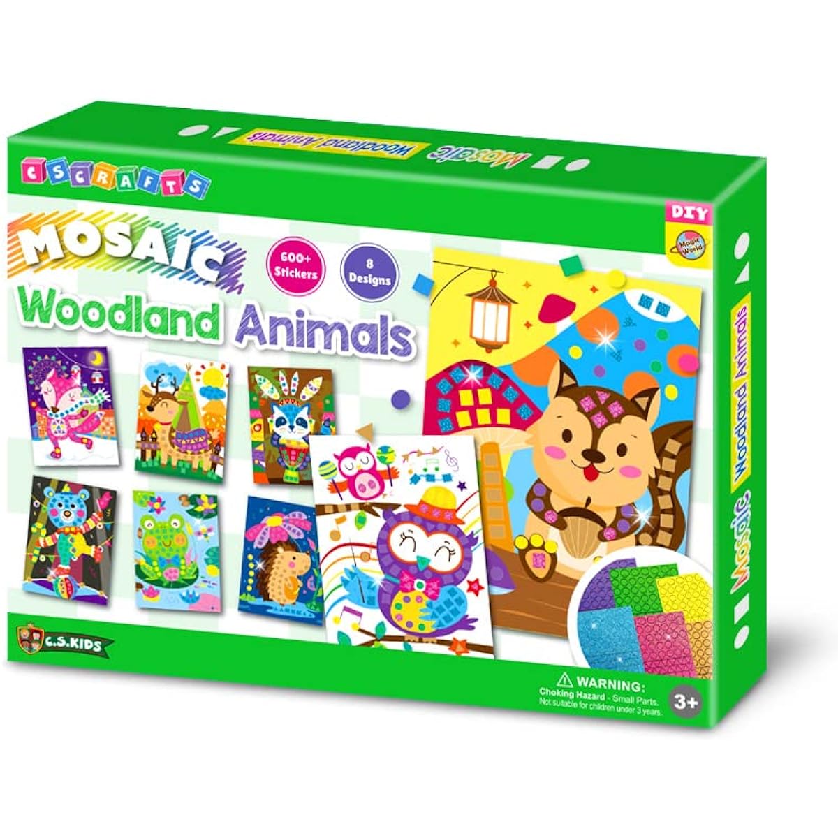 C.S. Kids Magic World Mosaic - Forest Animals | Craft Gift | Educational Glitter Mosaic