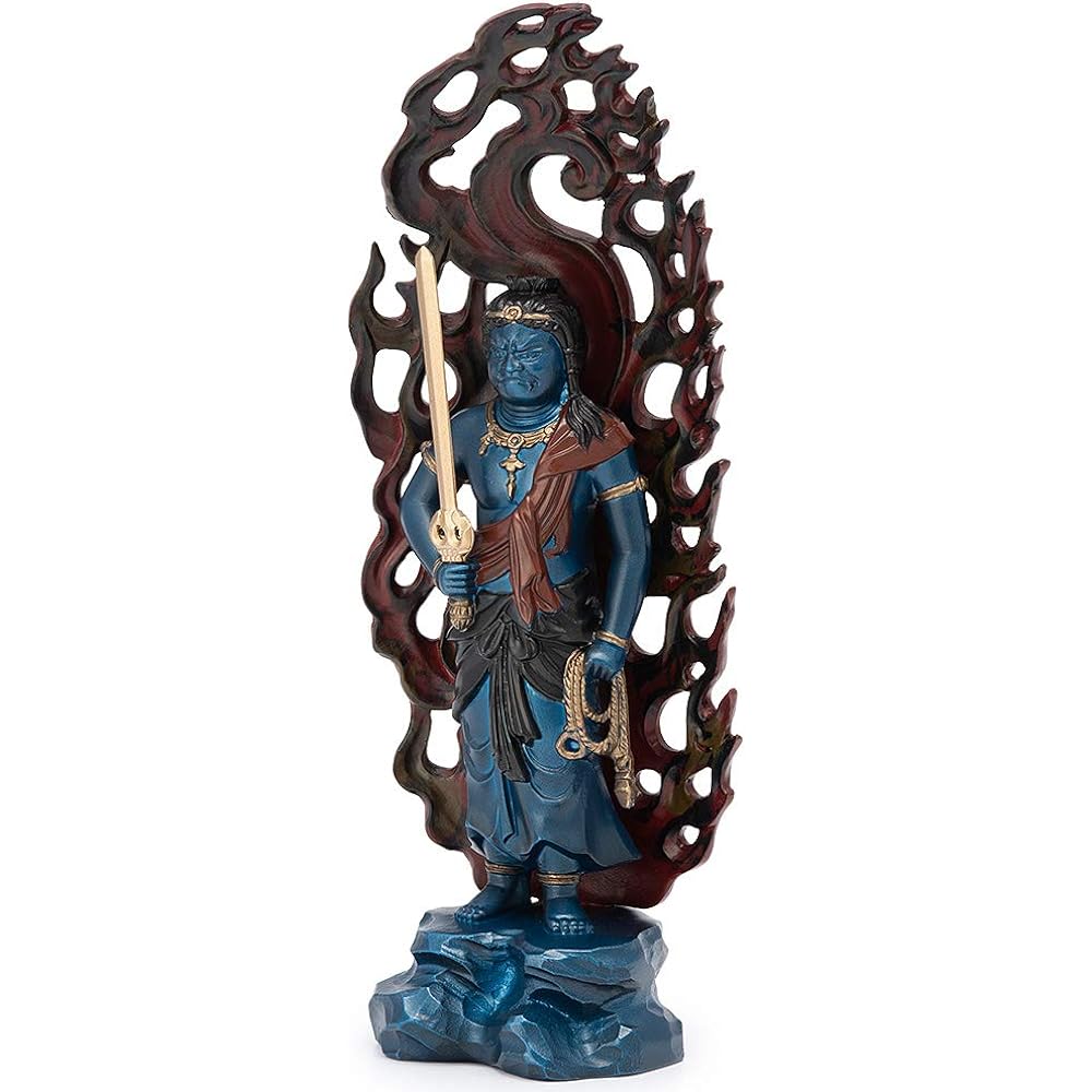 Buddhist Altar Shop Takita Shoten Buddha Statue Fudo Myoo Alloy Blue Painted (Height 15.5cm x Width 6cm) [Made by Hideun Makita] ◆ Ward off evil, good luck, protection, prosperity, blessings [Certificate issued by Takita Shoten included]