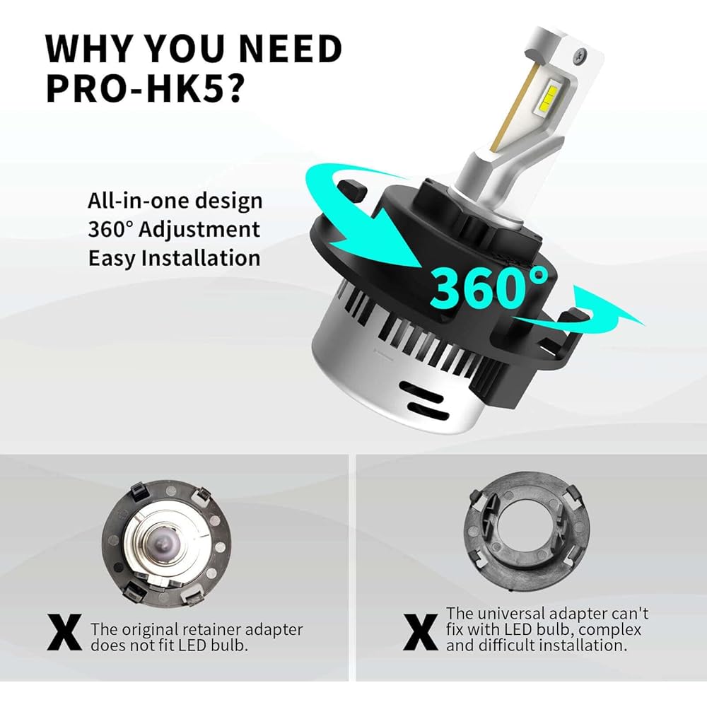 LASFIT H7 LED Bulb for Hyundai Tucson 2016-2020 Adapter Retainer Custom Design Plug and Play (Pack of 2)
