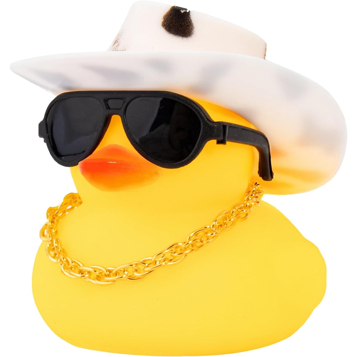 wonuu Rubber Duck Car Ornament Yellow Duck Car Dashboard Decoration with Propeller Helmet Christmas Decoration Home Decoration for Adults Z-Black Spots White Cowboy Hat
