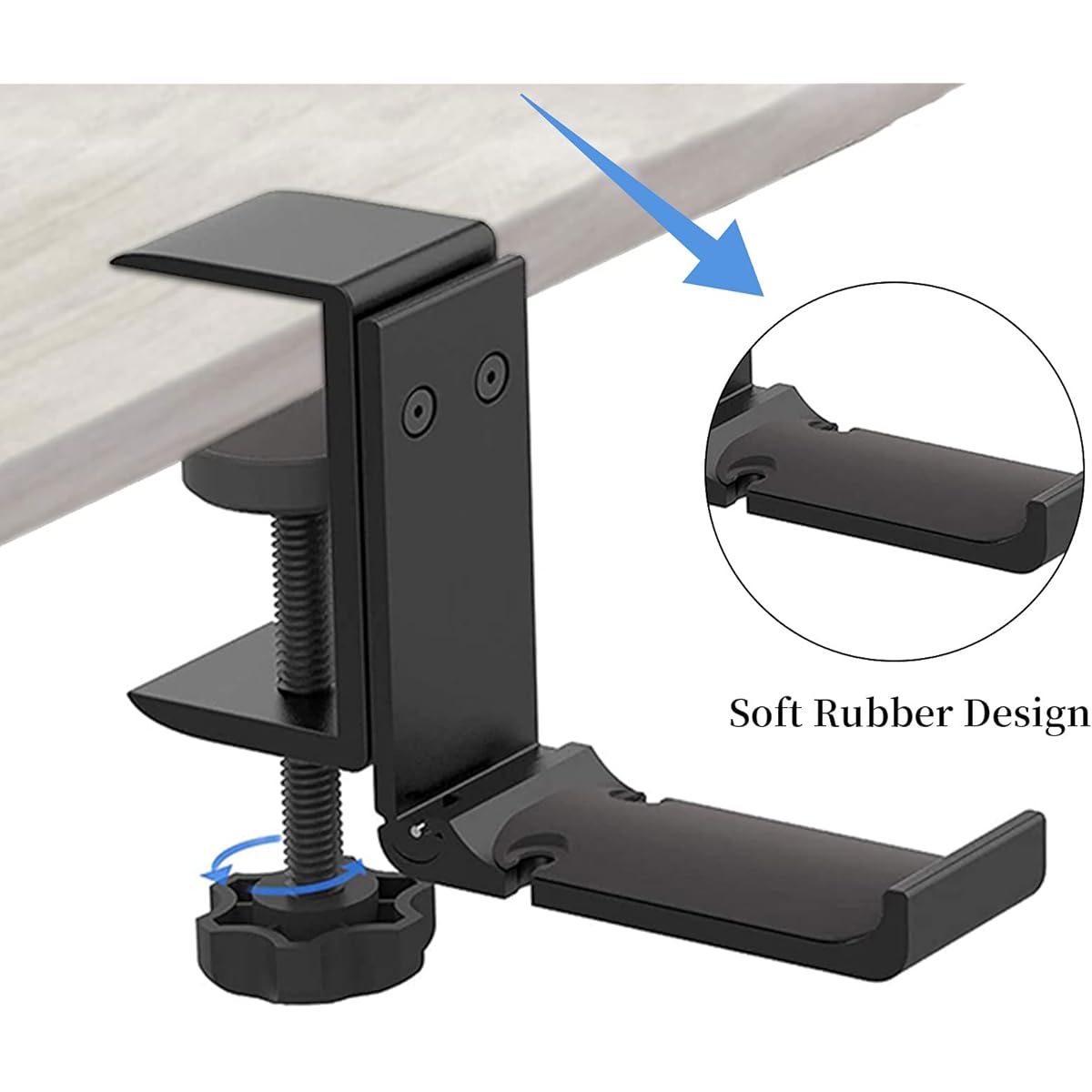 tempsnug Aluminum Headphone Stand Hanger Foldable Cable Organizer Headset Holder Non-Slip Desk Hook Space Saving Universal Headphone Mount