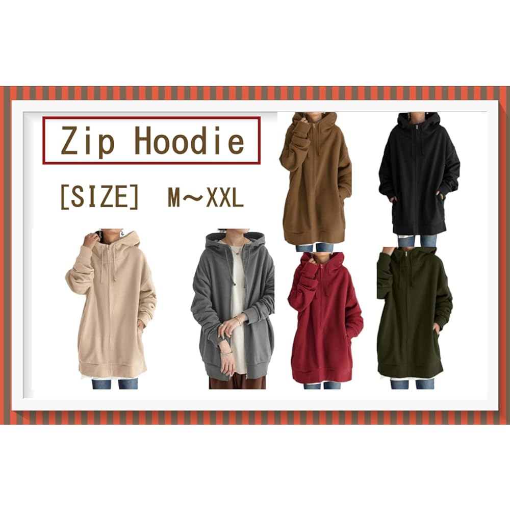 [1/2plus] [Nibunnoichi Plus] Hoodie, Zip Up, Thin, Brushed Lining, Plain Cardigan, Women's