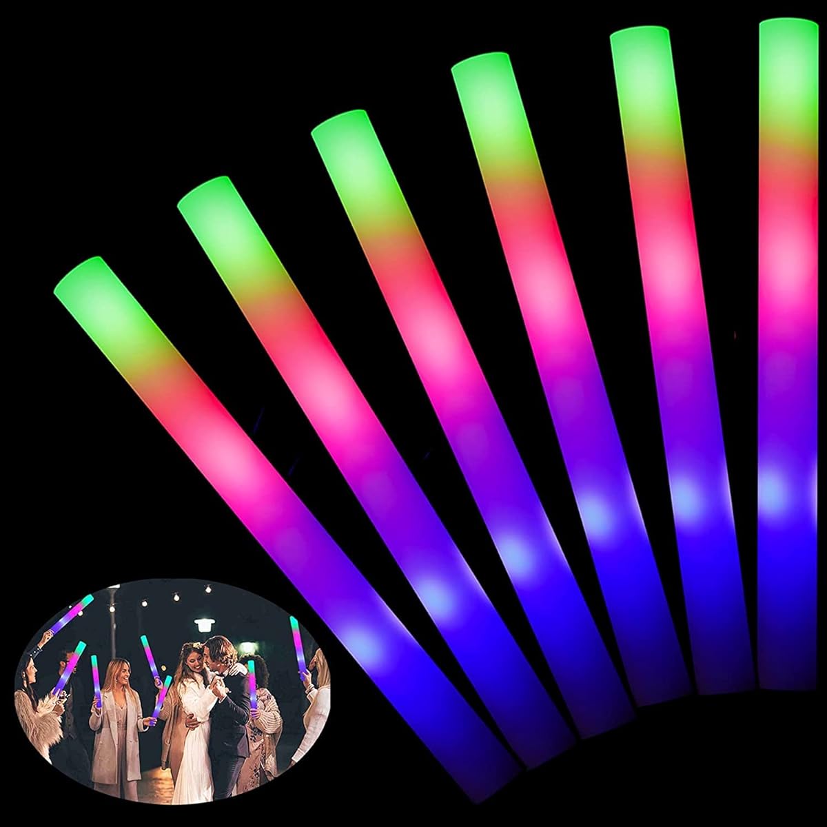 Vipoltus Glow Sticks Bulk - 28pcs LED Foam Sticks Glow in the Dark Party Supplies 3 Modes Colorful Flashing Light Up Toys for Wedding Birthday Party Concert Halloween Christmas
