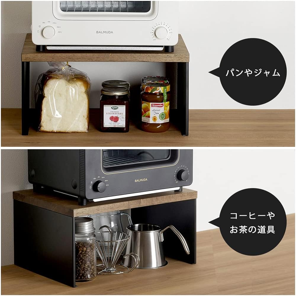 Coffee Tools KOGU Shimomura Planning Toaster Rack [Made in Japan] Steel Rubber Wood Kitchen Rack Width 40cm Load Capacity 5kg Storage Brown 44319 Tsubame Sanjo