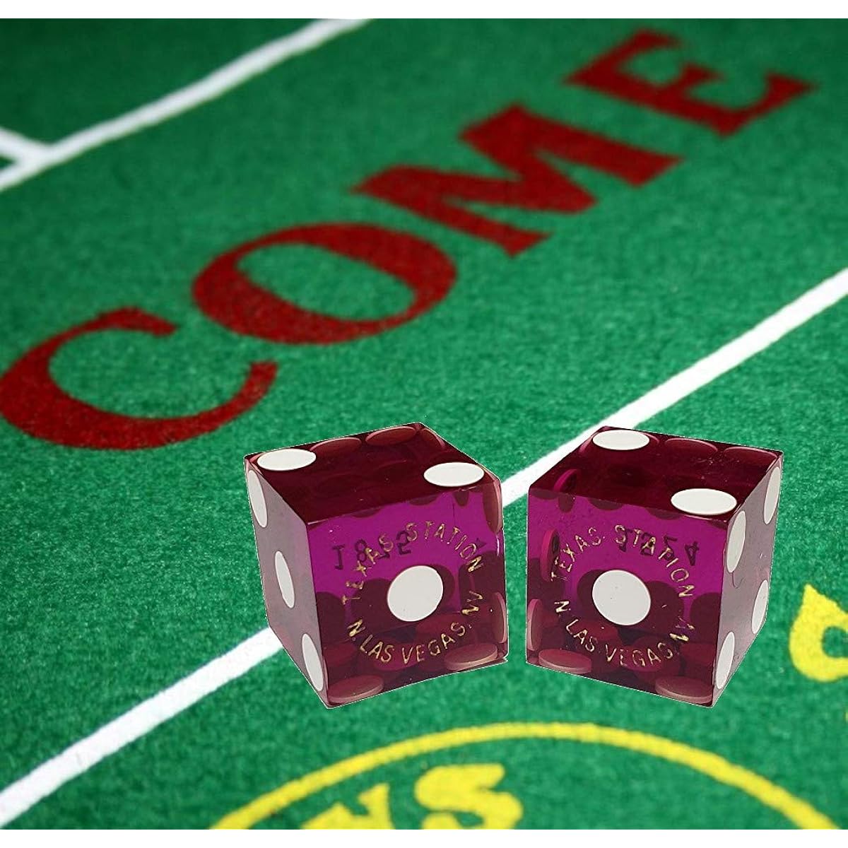 Authentic Las Vegas Casino Table Play 19mm Craps Dice with Matching Serial Numbers, Set of 5, Purple