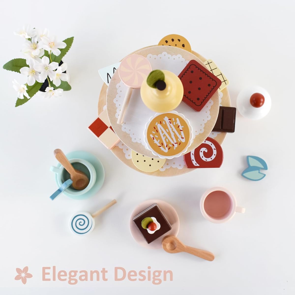 PairPear Wooden Dessert Stand Playset