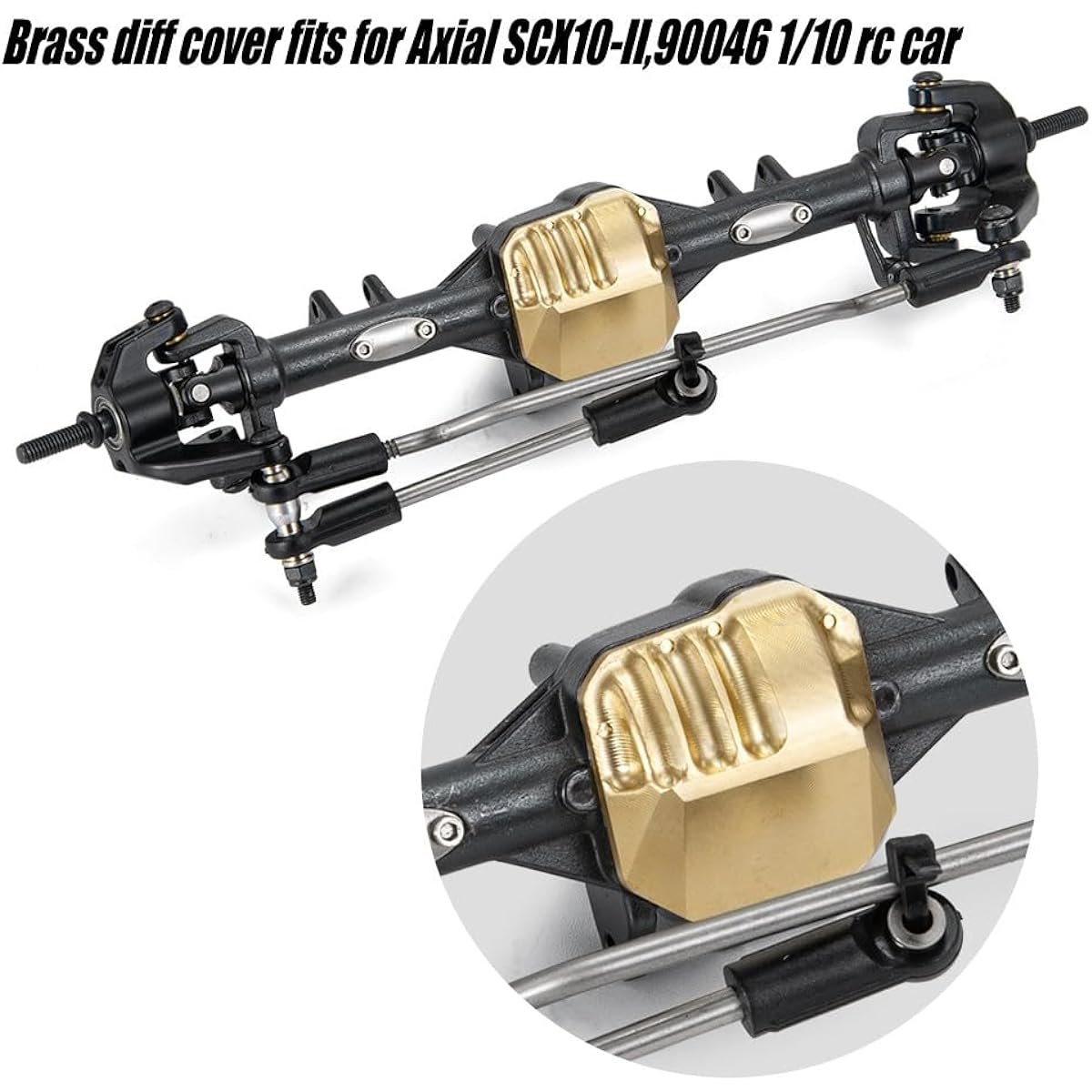 RCLions 2pcs Brass Differential Cover Front+Rear Axle Housing Cover for Axial SCX10 II AX90046/AX90047 1/10th RC Crawler Car